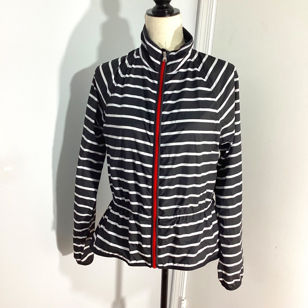 L-RL LAUREN ACTIVE RALPH LAUREN WOMAN SMALL JACKET WINDBREAKER STRIPED